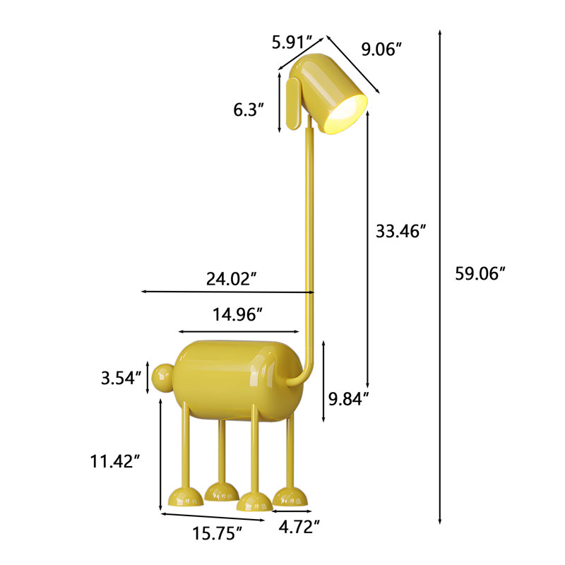 Lampe sur pied pour chien de 59,5 po de style Dopamine, décor artistique et lumière ambiante pour les salons et les chambres d'enfants