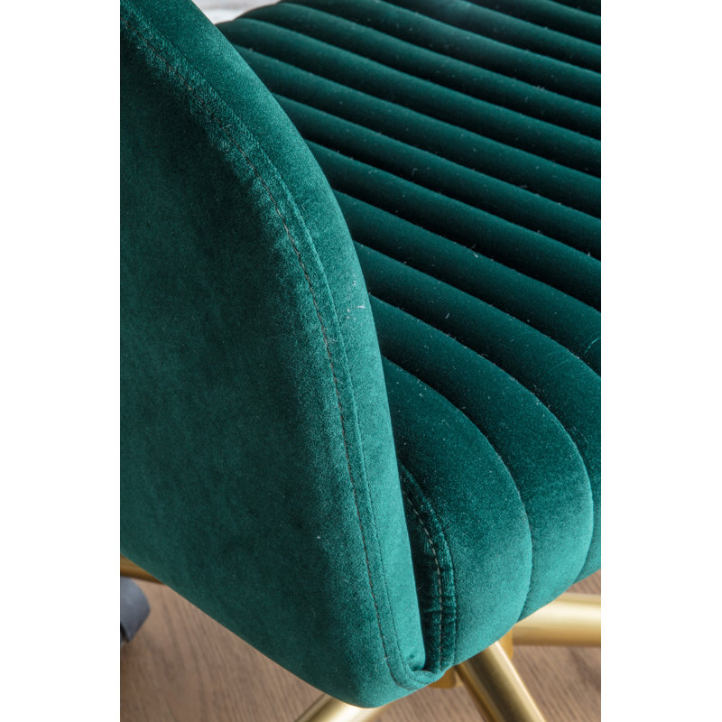 Fairmont Park Araceli Velvet Office Chair, Green, Gold