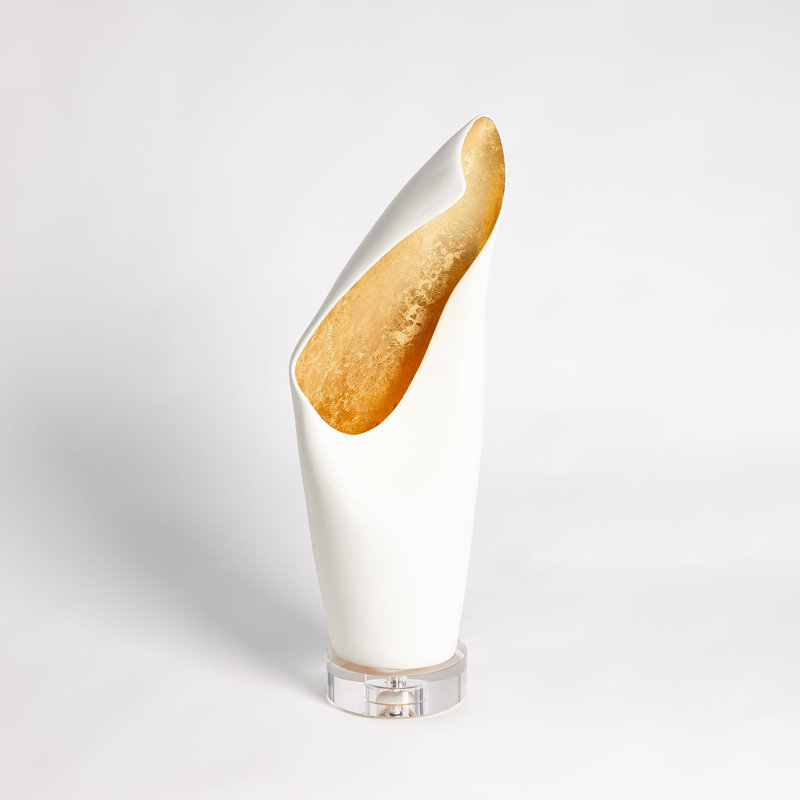 Capot de lampe blanc avec feuille, Doré