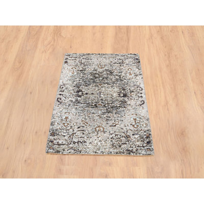 Takara One-of-a-Kind Rectangle 2'1" X 3'0" New Age Area Rug in Grey