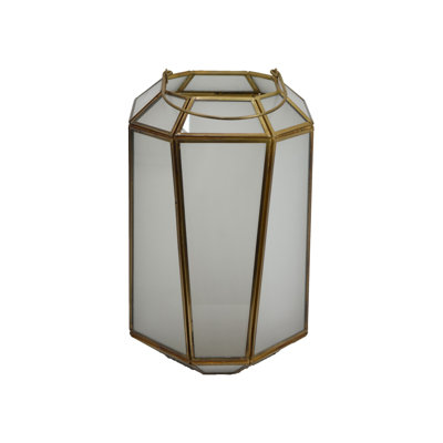 Raha Vintage Lantern with Frosted Glass Panels, Bronze Metal Frame 11 Inch