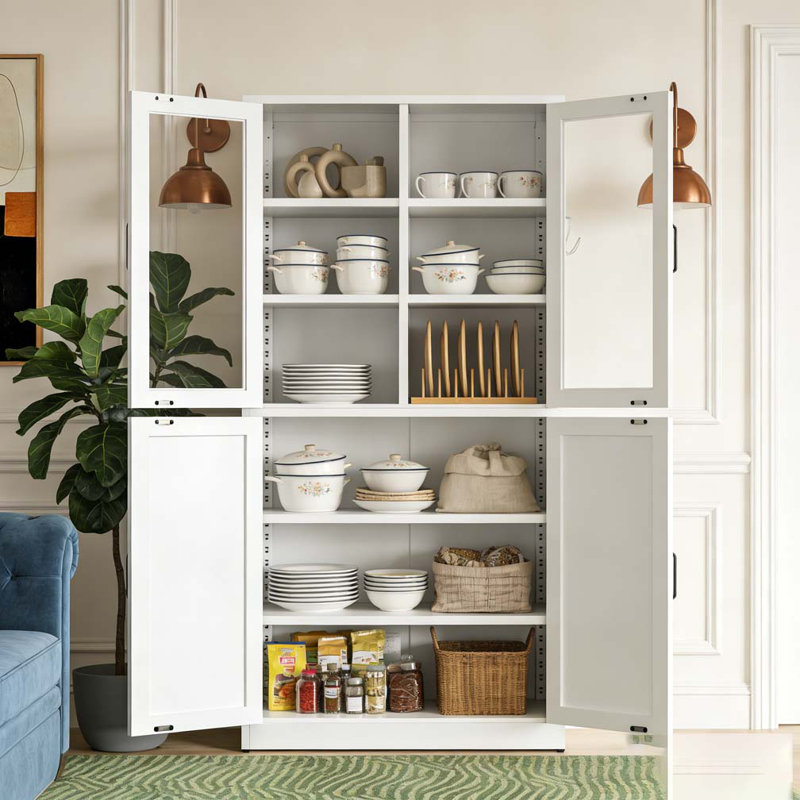 Armoire de rangement en acier blanc avec tablettes réglables
