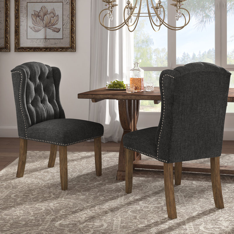 Chaise rembourrée Vasso, Gris foncé