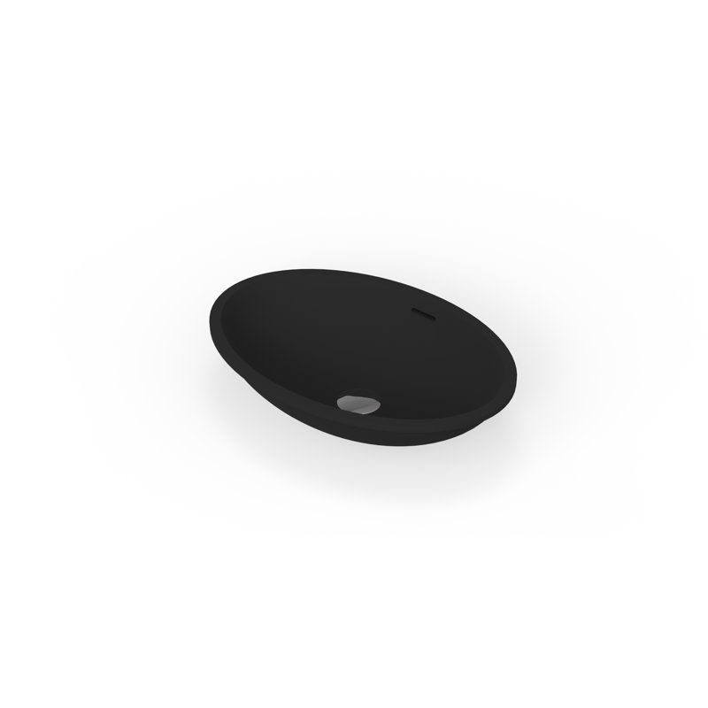 Lavabo de salle de bain ovale encastrable en résine 23,6 po x 16,4 po Badeloft UB-02-MBLK, Noir mat