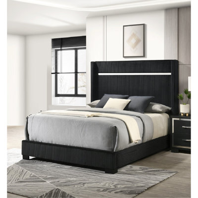 1Pc Contemporary Upholstered Queen Size Bed