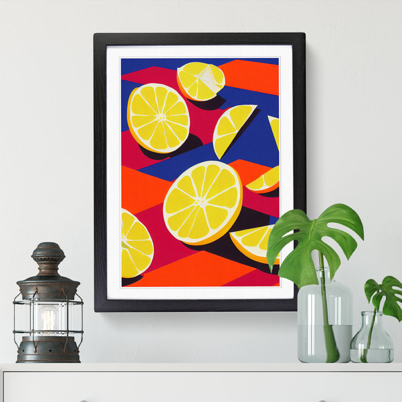 Lemon Fruit Pop - Picture Frame Print, 64cm H x 46cm W x 2cm D, Black