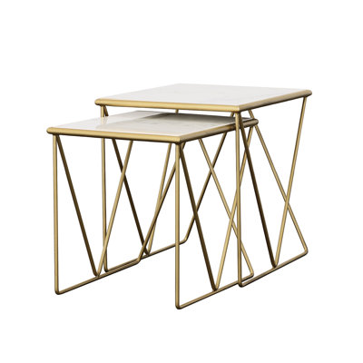 Tioga 2-Piece Marble Top Nesting Table Set