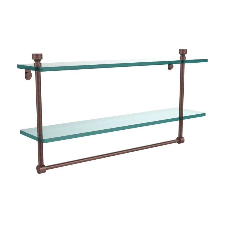 Tablette à 2 niveaux avec barre à serviettes Ballenas, 22 po, Cuivre antique