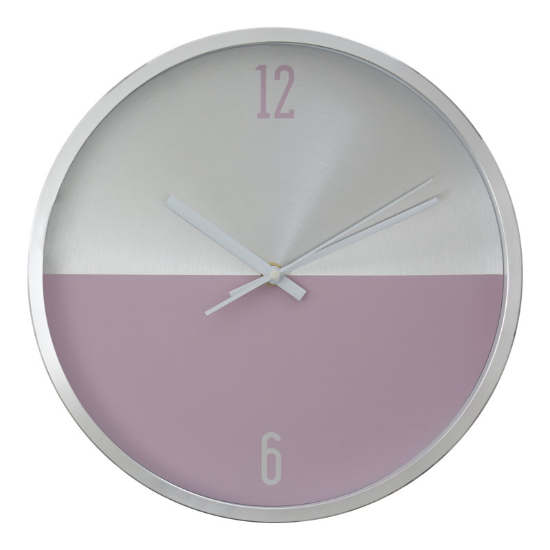 Samson Metal Wall Clock, Silver/Pink