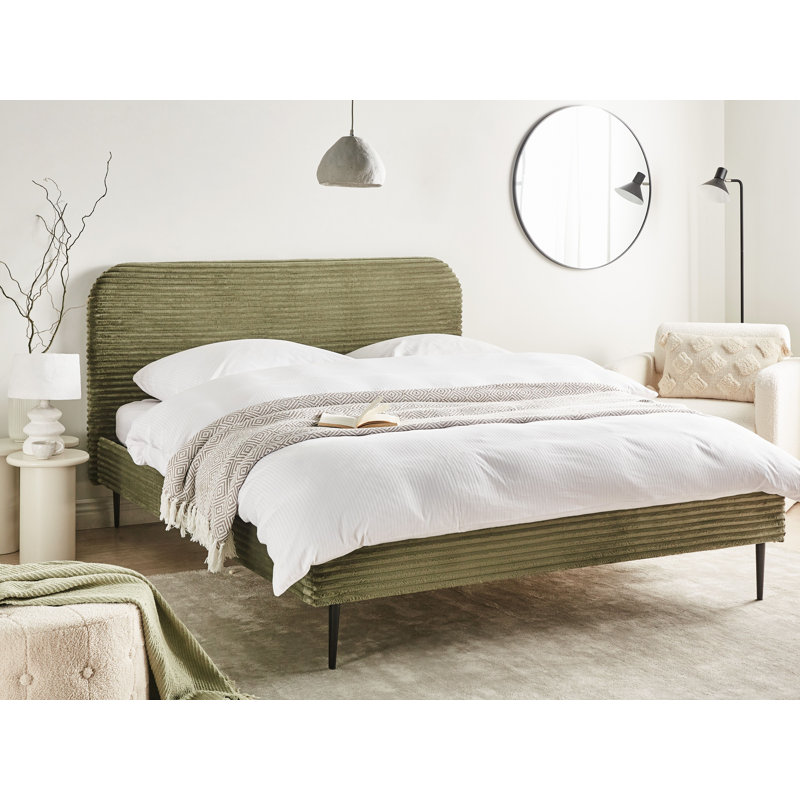 Bed Corduroy Fieldsboro, Green, European Kingsize (160 x 200 cm)