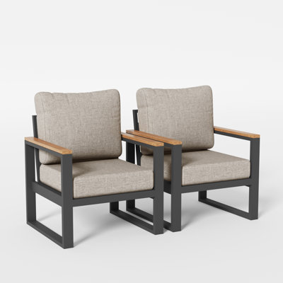 Outdoor Aluminum Armchair Set with Olefin Cushions