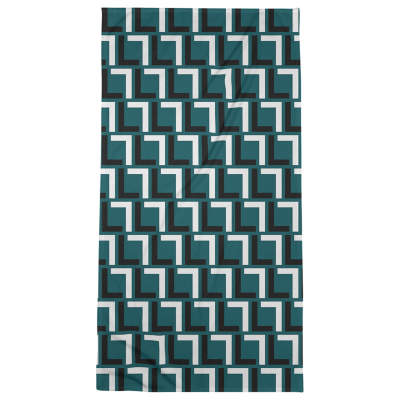 Serviette de plage en microfibre New York Fly, Vert minuit / noir / blanc