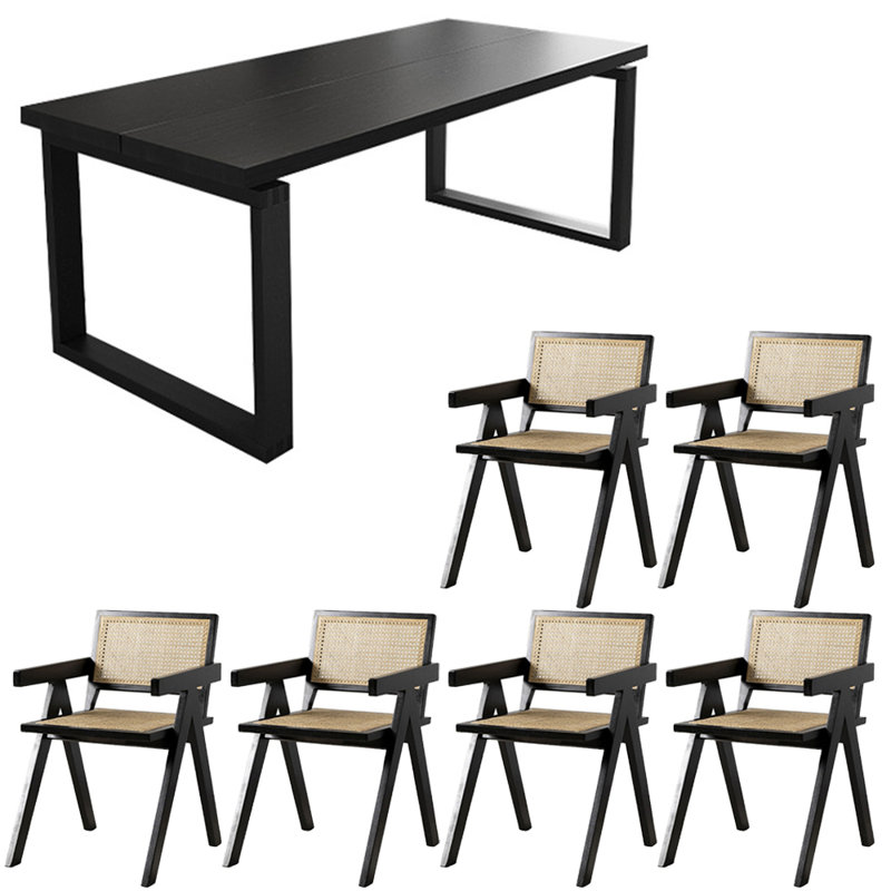 Modern simple solid wood dining table set., 29.5"H x 62.9"L x 27.5"W 