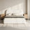Lit plateforme tapissier avec lattes en bois