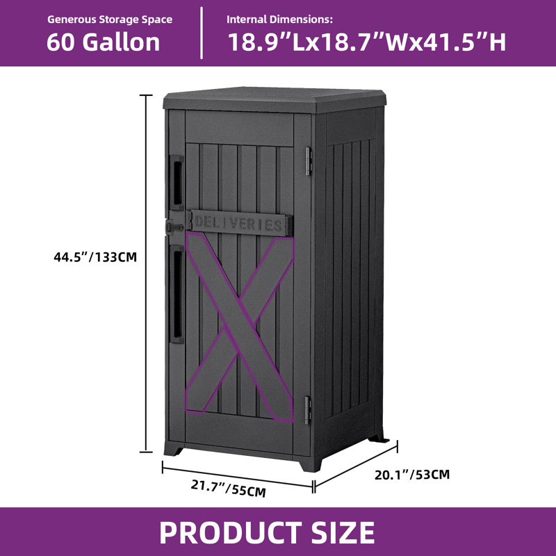60-Gallon Delivery Storage Box, Gray
