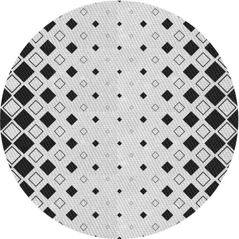 Tapis gris/zone noire à motifs, Rond 8 pi