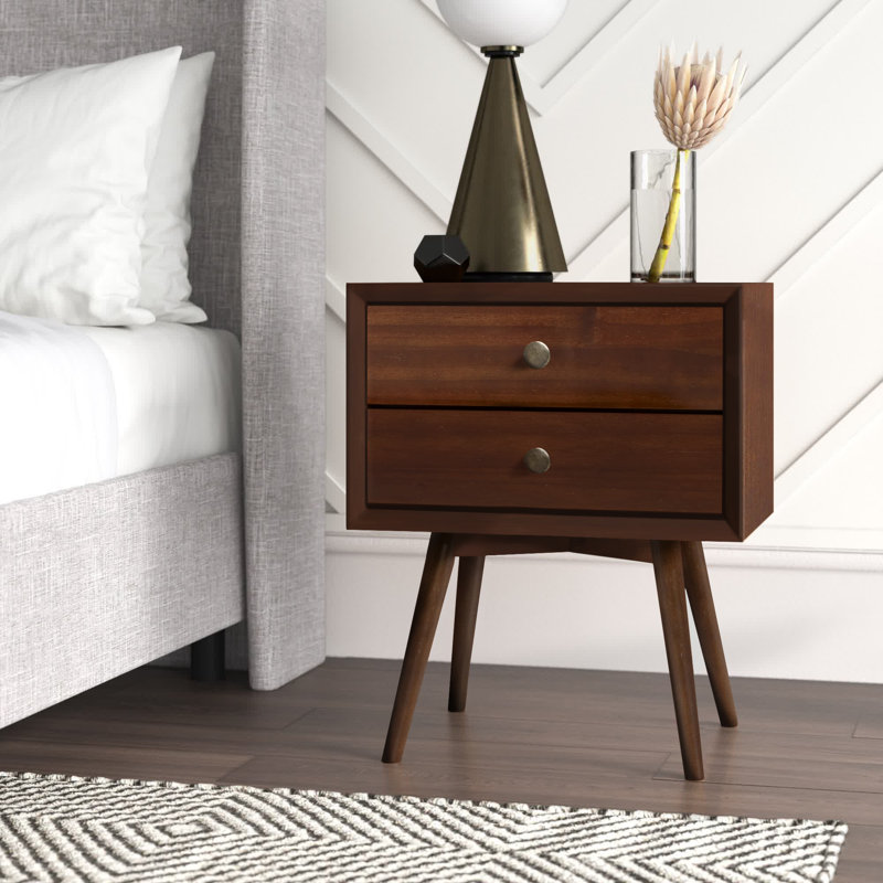 Solid Wood Bedside Table, Walnut