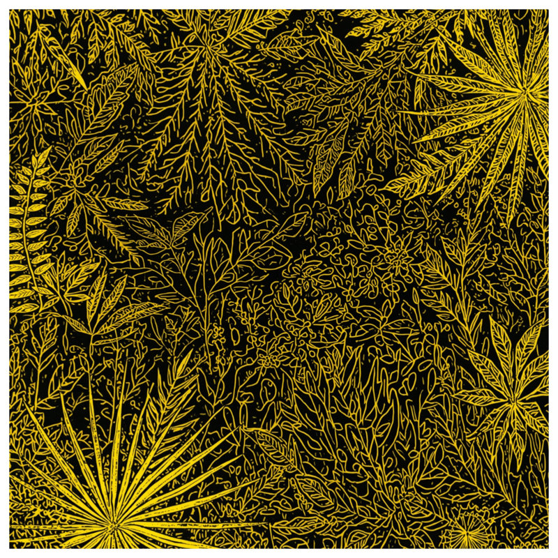 Tapis de bain jaune à motif botanique, L 24 po x L 17 po