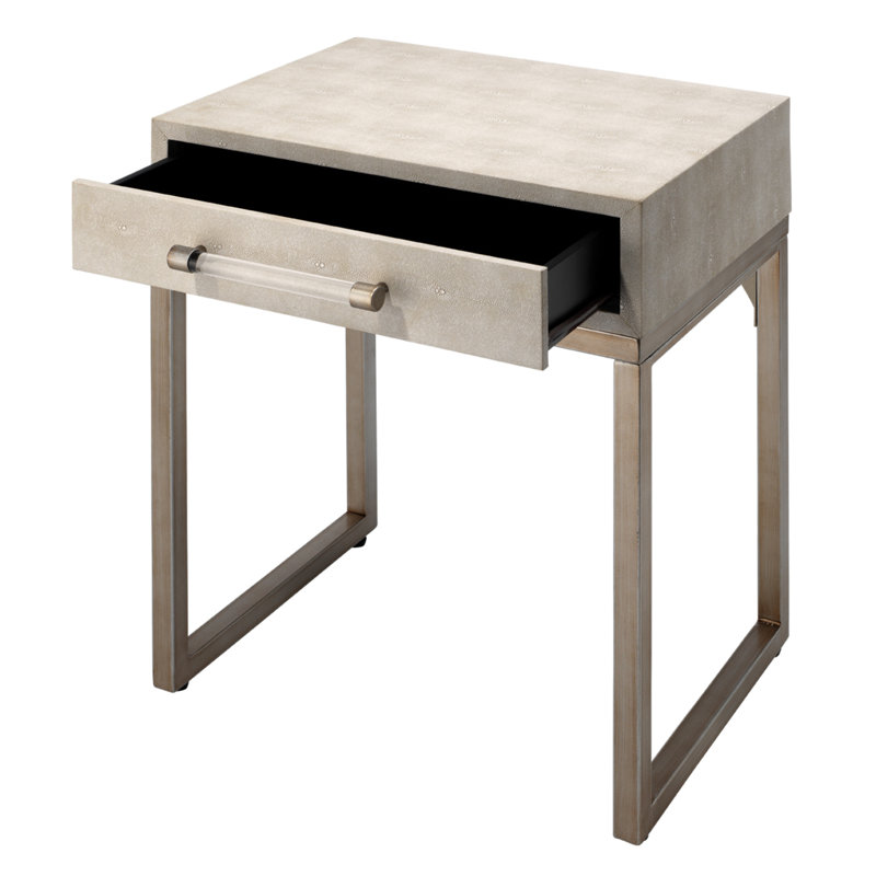 Table de bout avec rangement Aluino, Crème