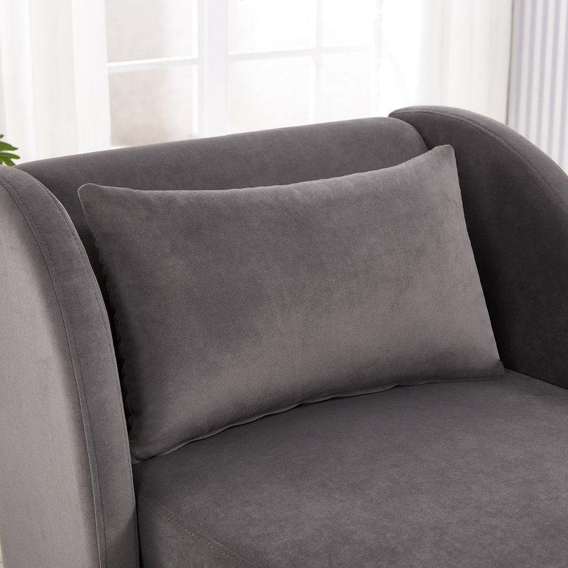 Chaise longue rembourrée Tennielle, Velours gris