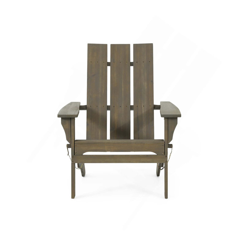 Chaise Adirondack pliable en bois massif rustique pour terrasse, Gris