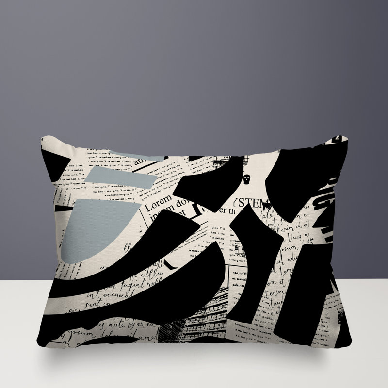 Oreiller rectangulaire réversible intérieur / extérieur Kaya, H 18 po x l 25 po, Gris / noir / blanc cassé