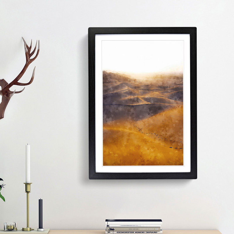 Trail on the Desert - Picture Frame Painting Print, 45cm H x 33cm W x 2cm D, Black Framed