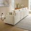 Ensemble de canapé 4 places en L en velours côtelé - avec ports de charge USB, supports pour téléphone et accoudoirs de rangement multifonctionnels-2004234603