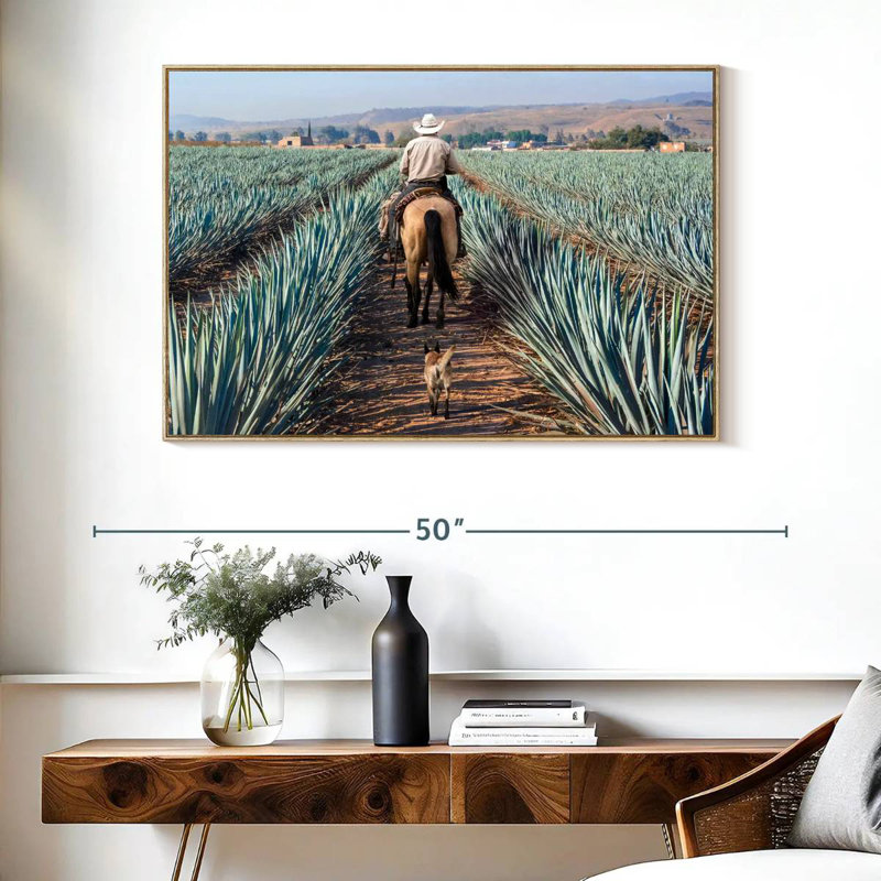 Inspecter la plantation d'agave, Cadre flottant en bois naturel, 40 po x 27 po