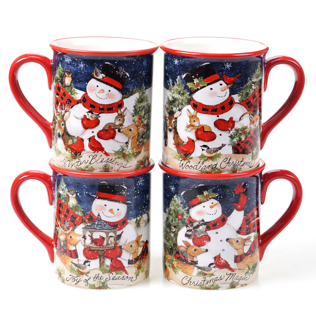 Certified International Magic Of Christmas  Snowman Set Of 4 Mug Certified International