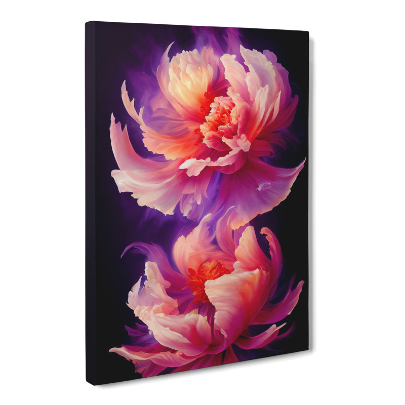 Hedger Peony Flower Flame - Wrapped Canvas Print, 50cm H x 35cm W x 3cm D