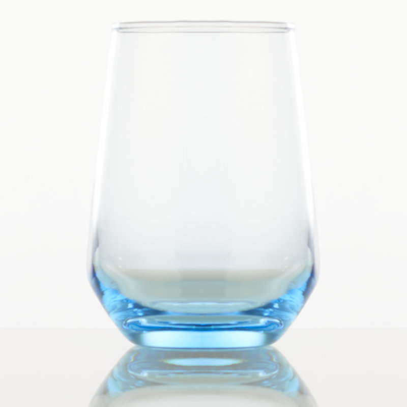 Burns Blue 13oz Stemless Wine Glass Set, Recycled Glass, Set of 6