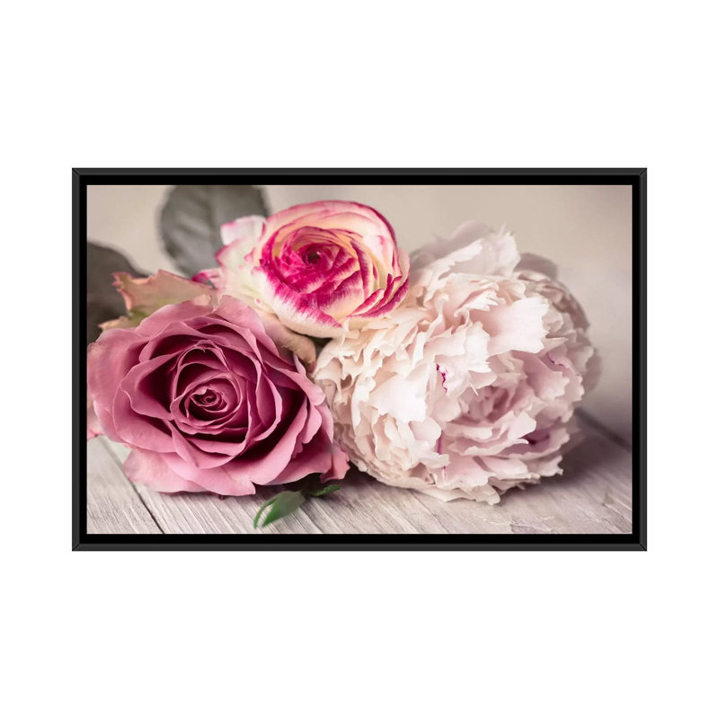 'Bouquet' Photographic Print on Canvas, Black Framed Canvas, No Mat, 18" H x 26" W x 1.5" D