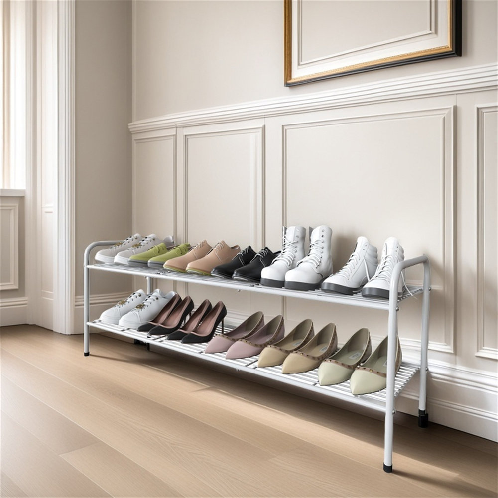 Stream Line Shoe Rack Latitude Run® 2-Layer Metal Shoe Rack With Adjustable And Stackable ...