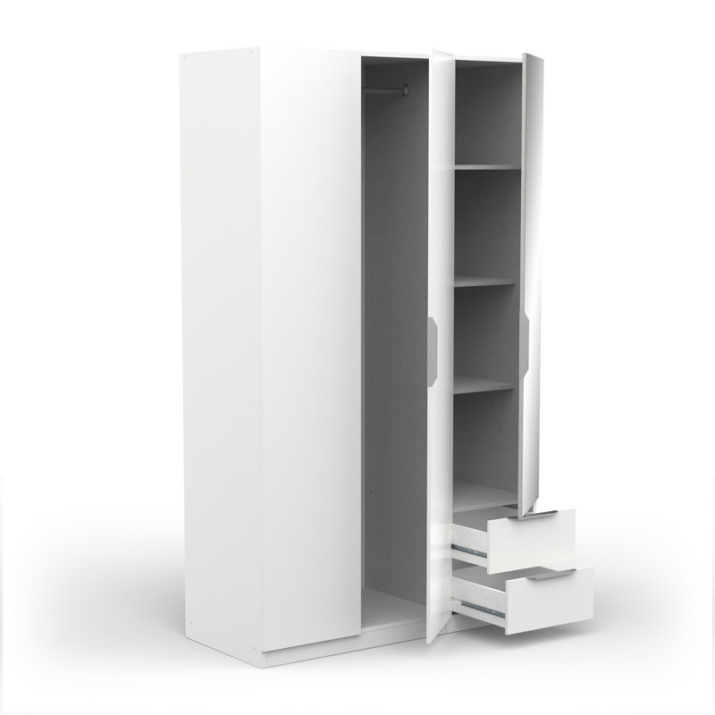 Nikkolaus 3 Door Manufactured Wood Wardrobe, White