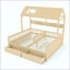 Lit plateforme avec tablettes et tiroirs de rangement, lit plateforme avec lattes de soutien, conception enfantine et maisonnette-1028917219