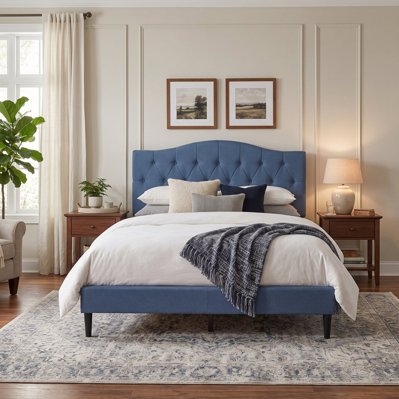 Lit tapissier Nahiem, Très grand, Denim Blue