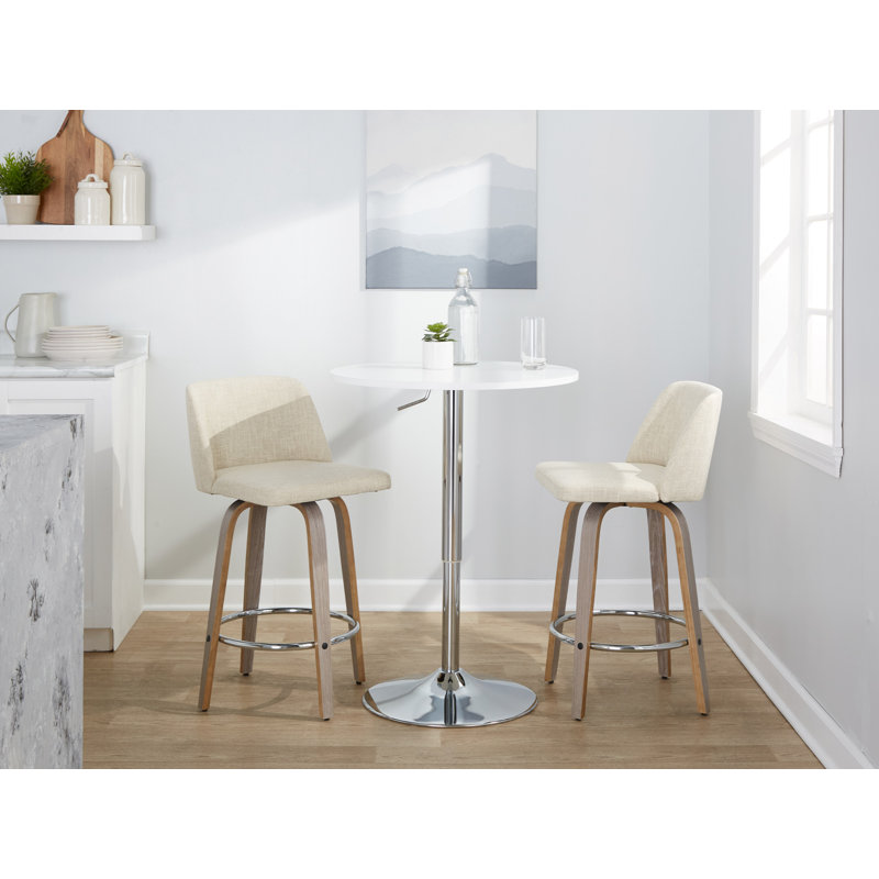 Swivel Upholstered Counter Stool, Counter Stool (24" Seat Height), Natural/Chrome, Cream