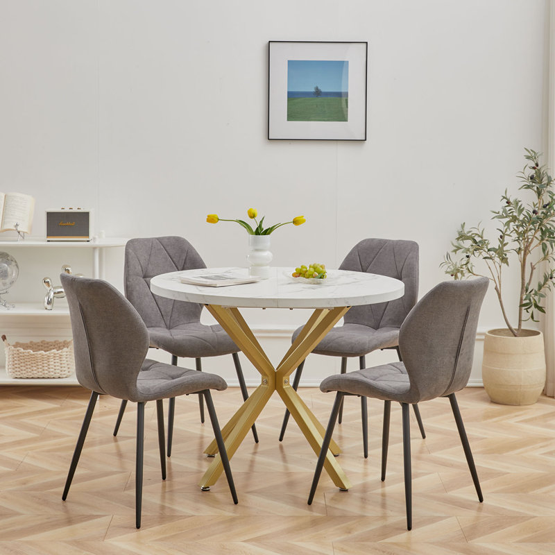 Miko 50cm H Velvet Upholstered Metal Side Chair, Grey