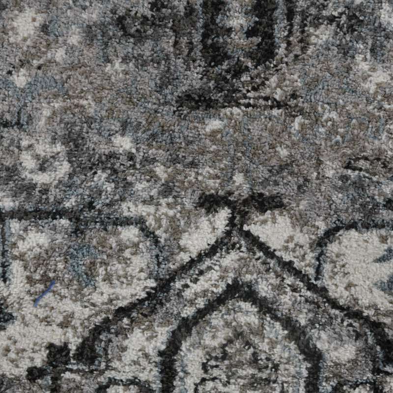 Tapis noir et gris à médaillon oriental Honig, Rectangle 2 pi x 6 pi