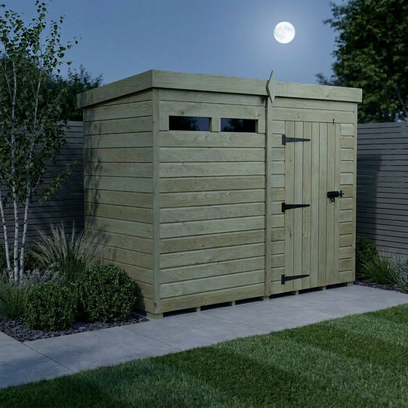 Total Sheds 8ft x 4ft Security Pent Shed - Heavy-Duty Hasp Staple Anti-Tamper - Pressure Treated Timber - UK Manufactured