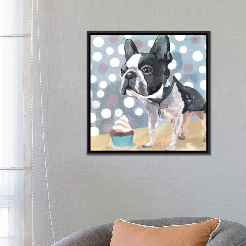 « carlin birthday », reproduction sur toile, H 18 po x l 18 po x P 1,5 po, Toile avec cadre noir, Pas de tapis