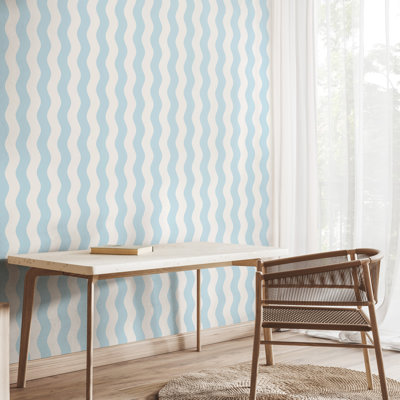 Wavey Stripe - Sky Blue & White
