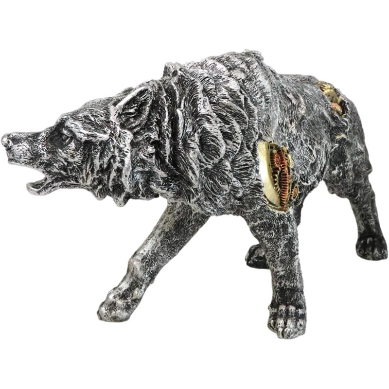 Figurine de loup robotique sci-fi rôdant Steampunk