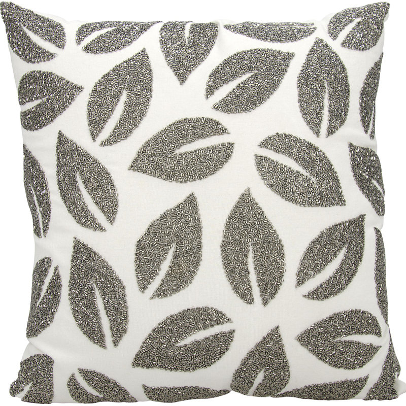 Micheal Amini Floral Cotton Throw Pillow, Pewter