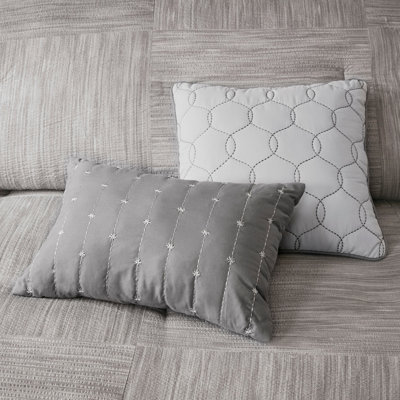 7 Piece Printed Seersucker Comforter Set Grey