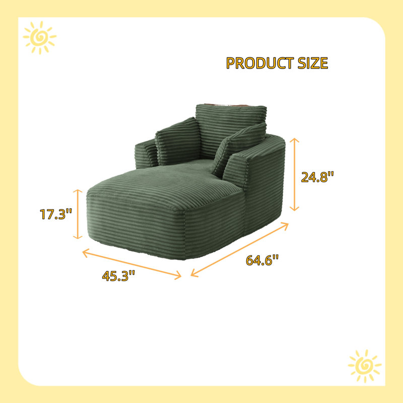 Très grand fauteuil inclinable en velours côtelé, Vert