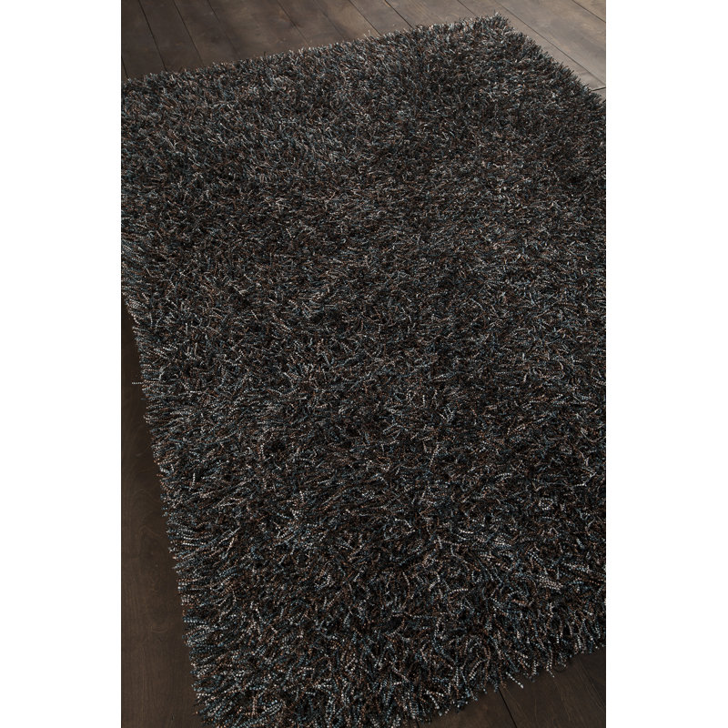 Tapis contemporain tissé à la main Astrid en brun / bleu / gris / noir, Rectangle 5 pi x 7 pi 6 po