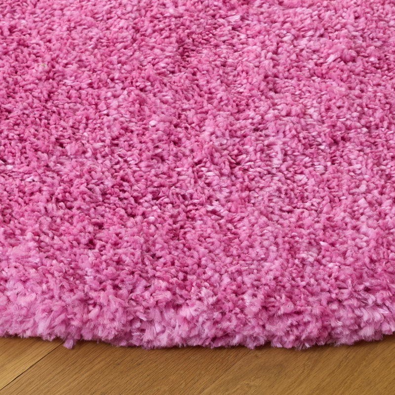 Tapis ivoire à poils longs Sador, Rond 6 pi 7 po, Pink