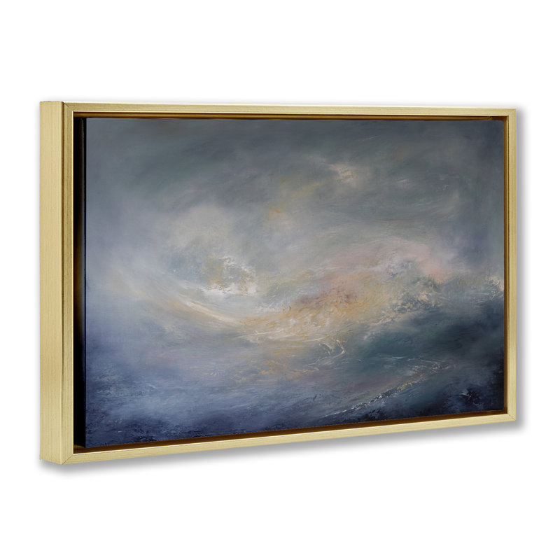  «Swirling Abstract Clouds» par Lydia Orange, Cadre flottant noir de jais, H 17 po x l 25 po
